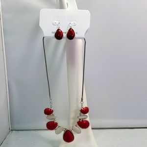 Kohl's red semi precious neck set